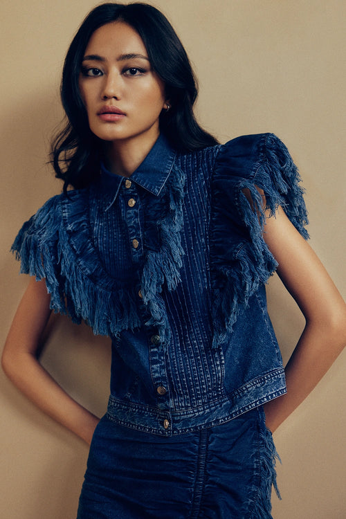 Frayed Denim Top