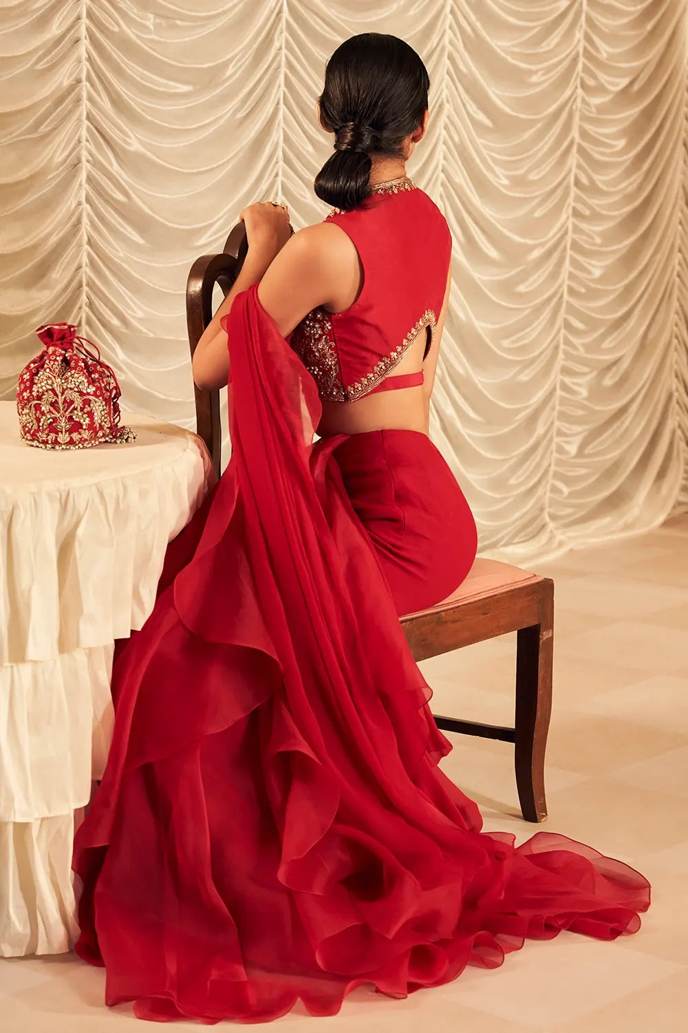Naeem Red Sari Set