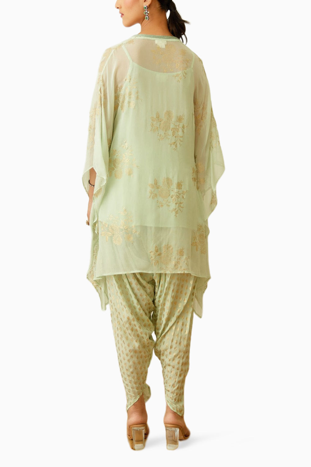 Mint Foil Dhoti Set