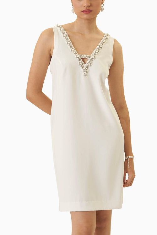 White Linen Bow Dress