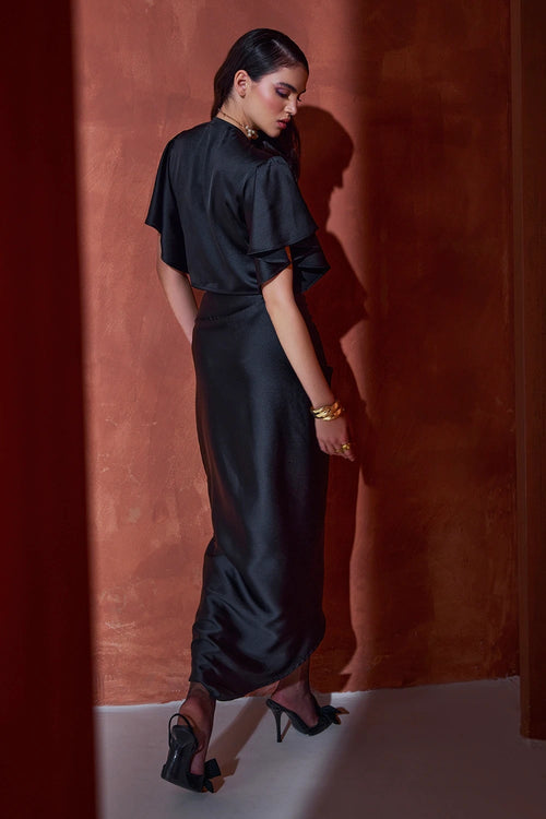 The Amure Black Drapped Co-ord Set