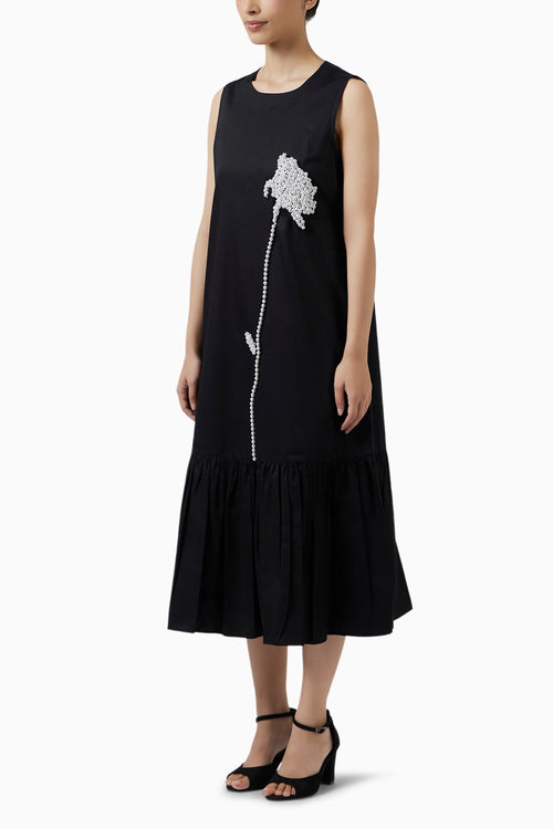 Pearl Rose Black Dress