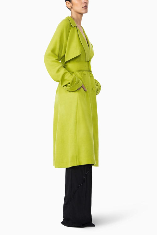 Chartreuse Pashmina Trench Coat