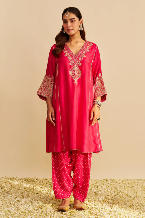 Niyah Hotpink Short Chauga with Salwar