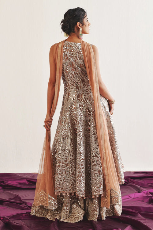 Dusty Pink Net Applique Dupatta
