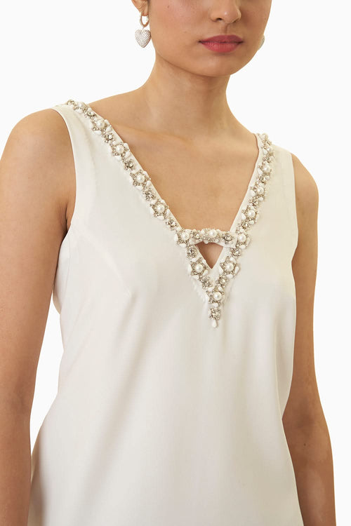 White Linen Bow Dress