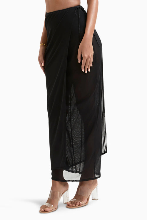 Black Maxine Wrap Skirt
