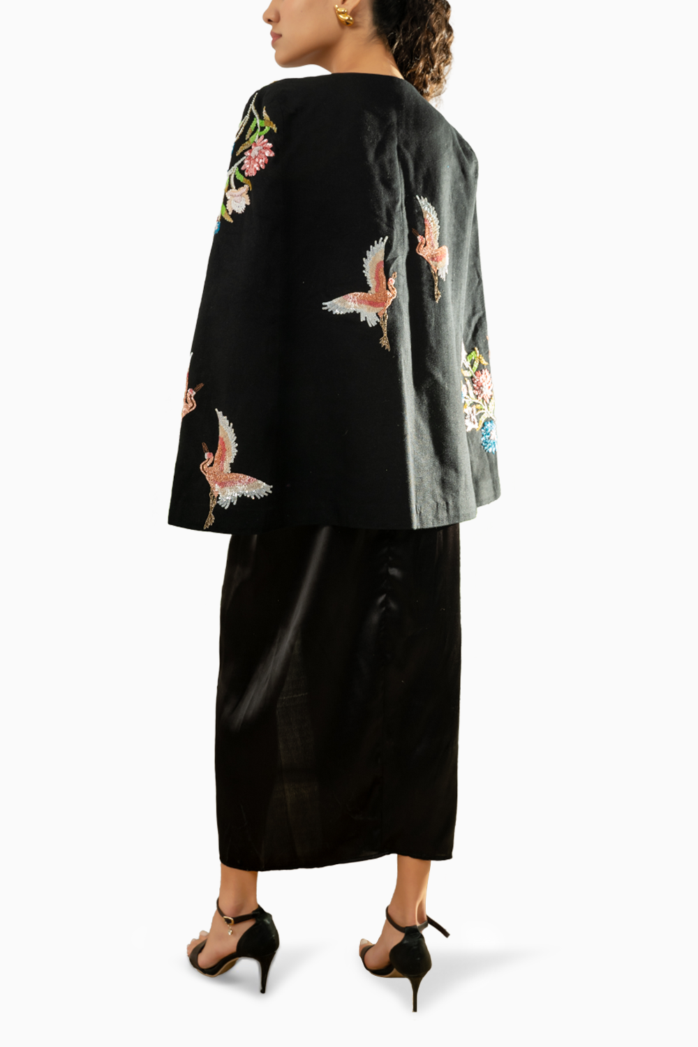 Black Linen Bolero Skirt Set