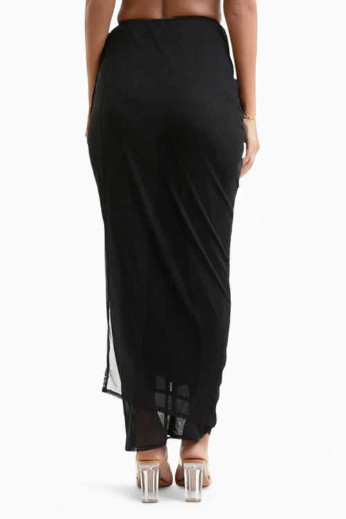 Black Maxine Wrap Skirt