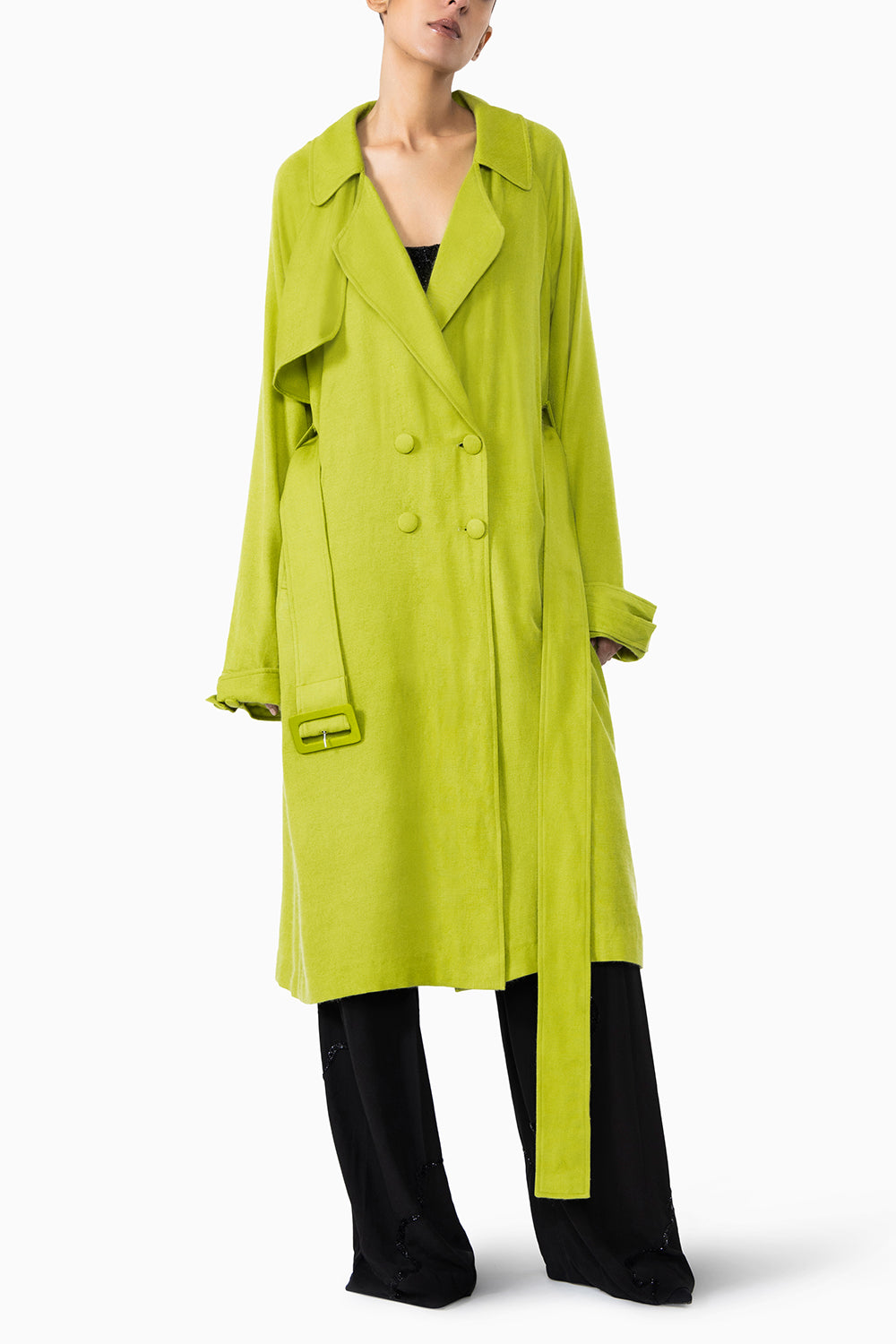 Chartreuse Pashmina Trench Coat