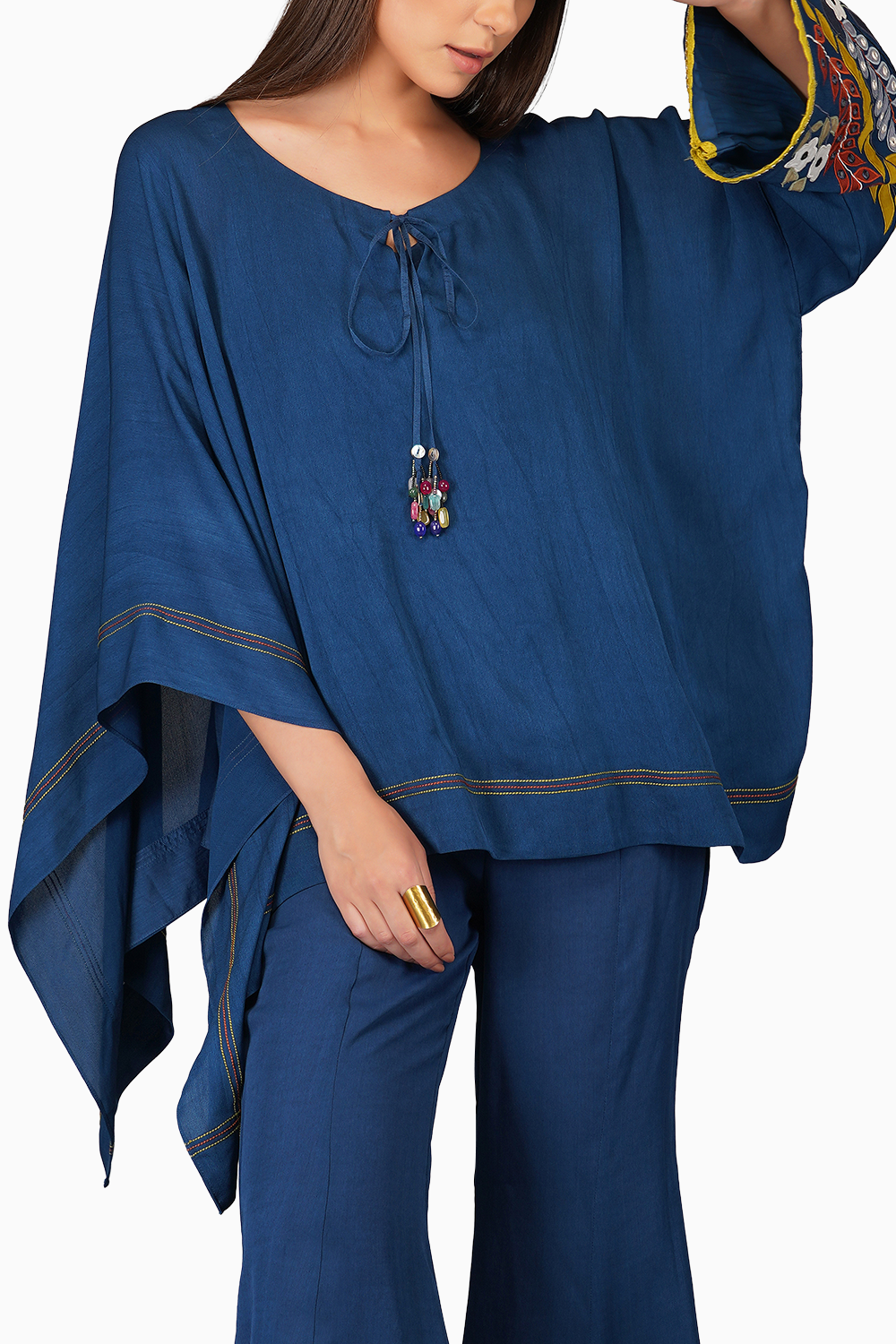 Egyptian Blue Cape Set with Applique Sleeves