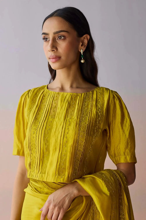 Whispering Ivy Embroidered Yellow Blouse