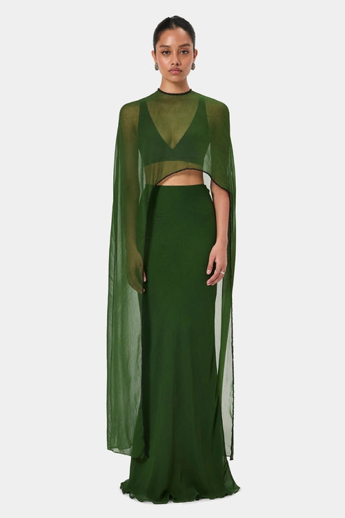 Emerald Embellished Overlay Cape Top