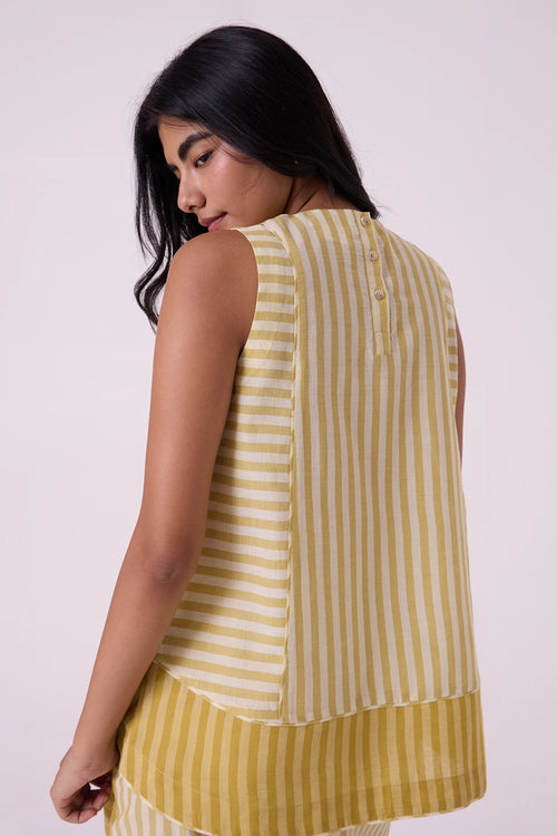 Asahi Yellow Striped Handwoven Tent Top