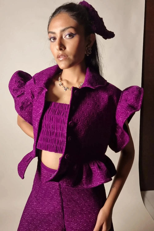 Deep Purple Velvet Satin Reversible Jacket