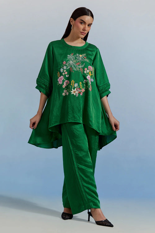 Green Swayer Top and Trouser Set