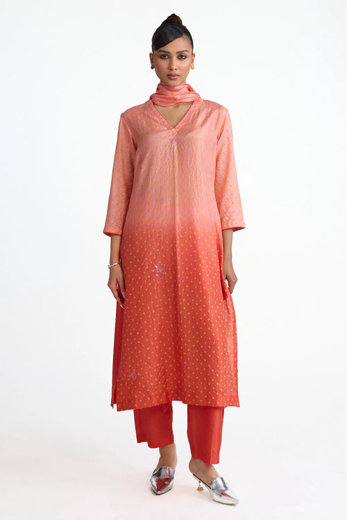 Mirror Embroidered Bandhani Suit Set