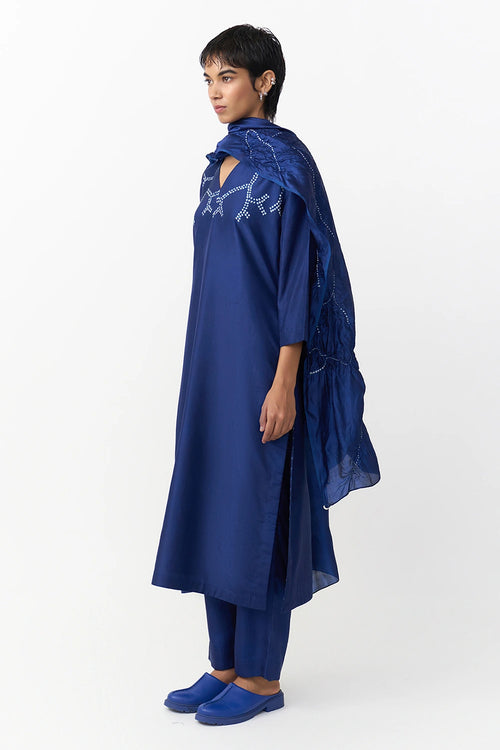 Badra Navy Kurta