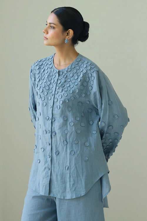 Bianca French Knot Blue Shirt
