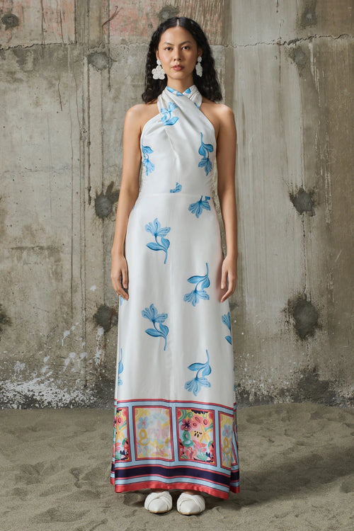 Blooming Edge Halter Neck Dress