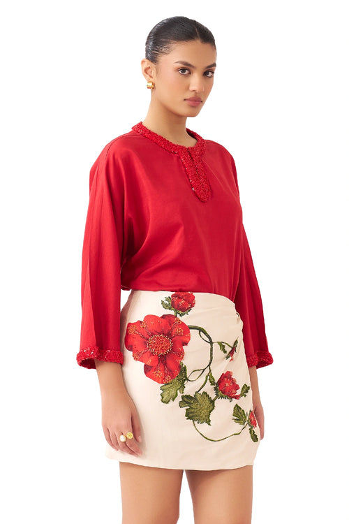 Red and Ivory Petal Co-ord Set