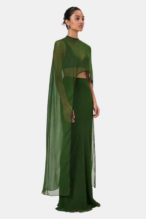 Emerald Embellished Overlay Cape Top