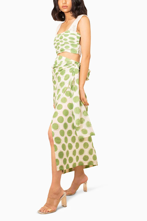 Sicily Cotton Green Poka Co-ord Set
