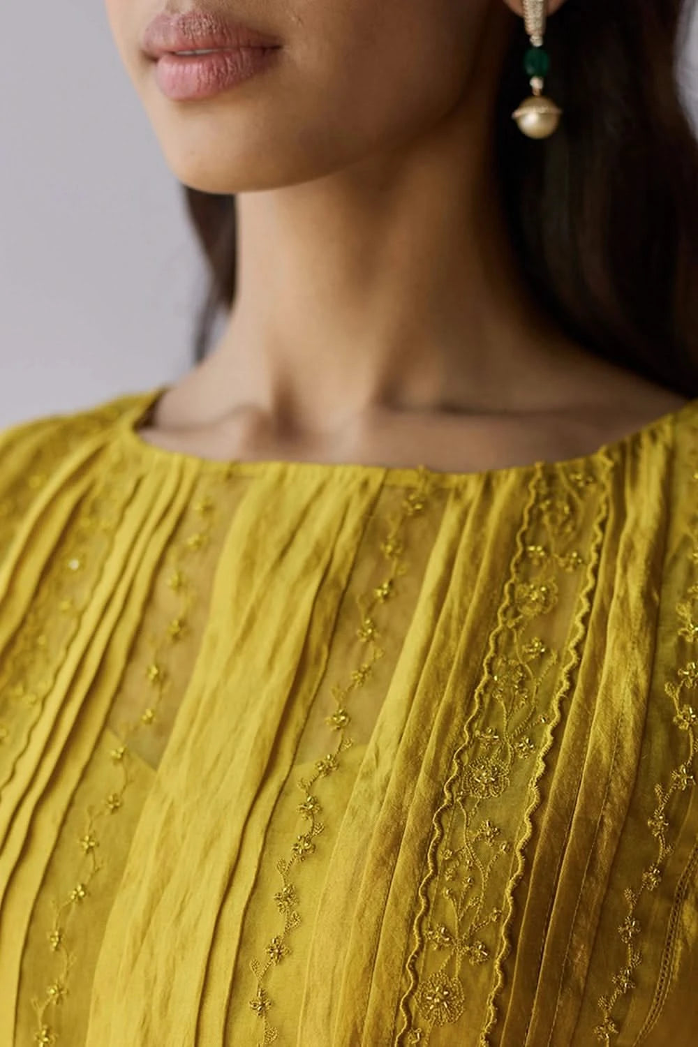 Whispering Ivy Embroidered Yellow Blouse