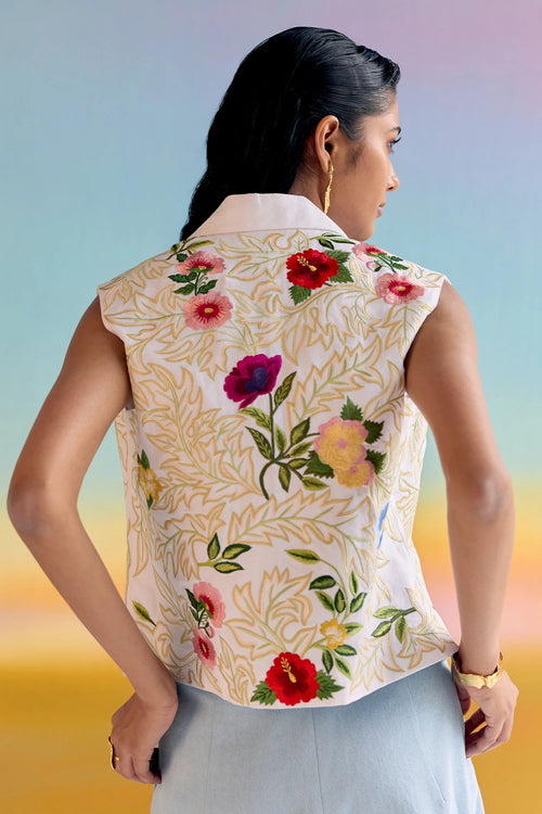 White Garden Bloom Waistcoat