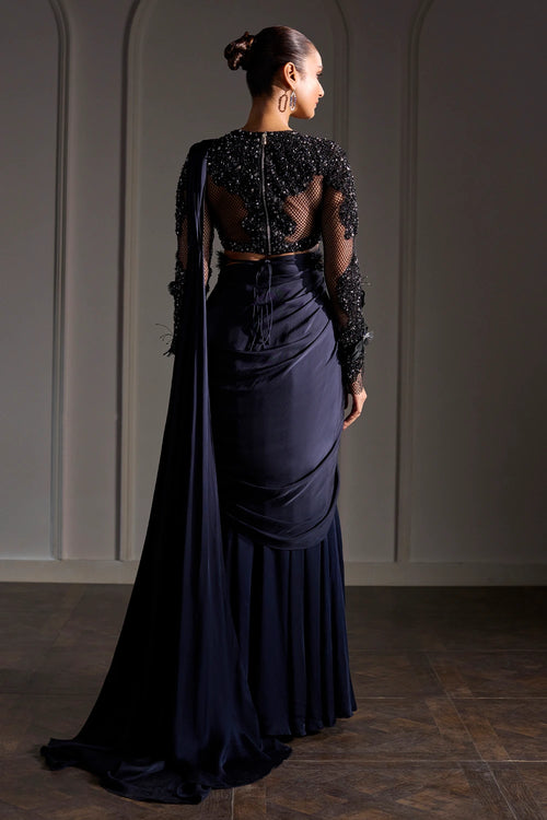 Midnight Magestic Draped Saree