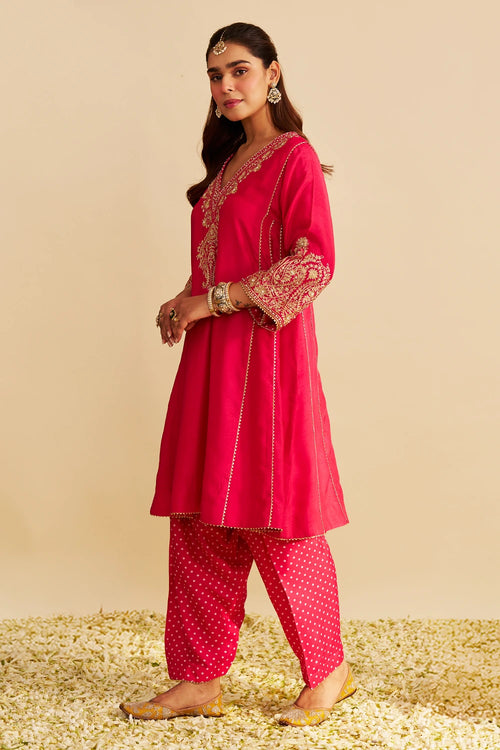 Niyah Hotpink Short Chauga with Salwar