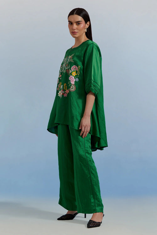 Green Swayer Top and Trouser Set