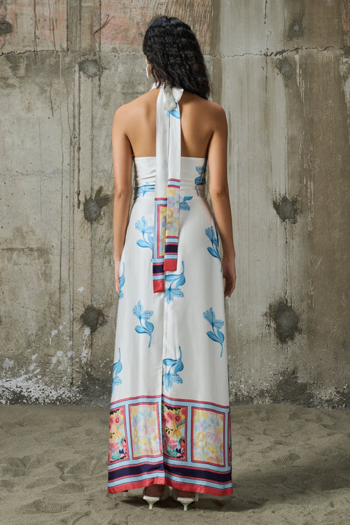 Blooming Edge Halter Neck Dress