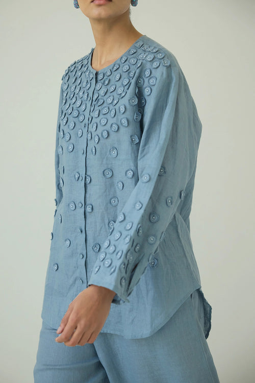 Bianca French Knot Blue Shirt