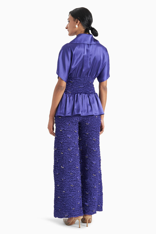 Yves Blue Bodycon Top With Wide Leg Pants