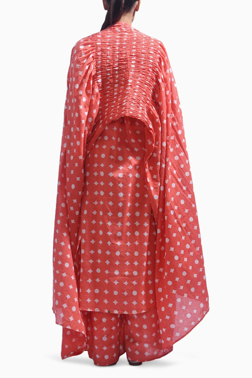 Blush Coral Mud Block Cotton Kasis Kurta Set