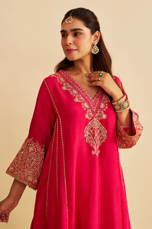 Niyah Hotpink Short Chauga with Salwar