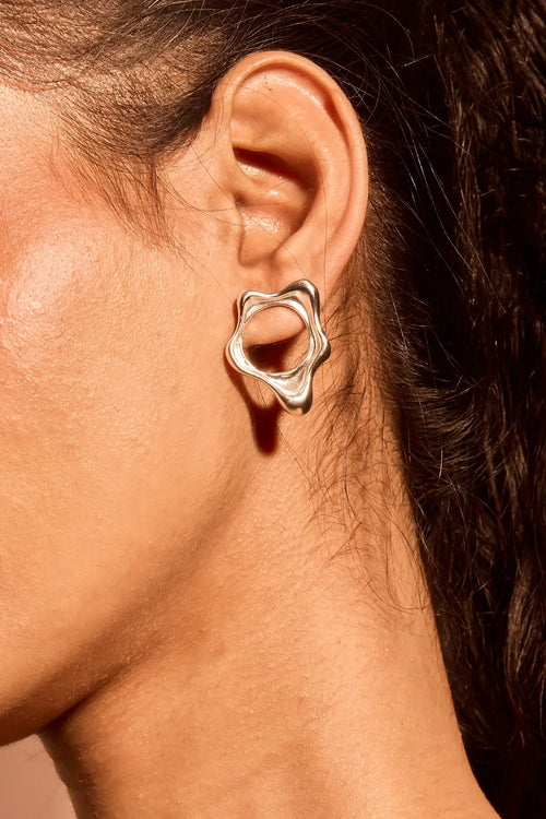 Silver Fluid Mini Earrings