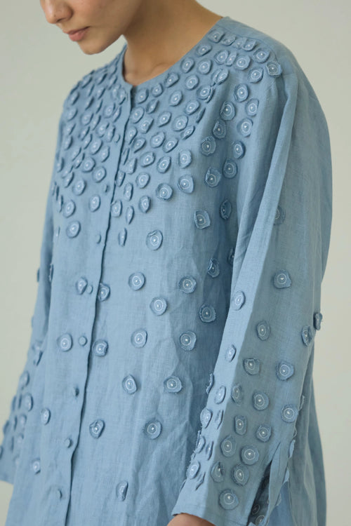 Bianca French Knot Blue Shirt