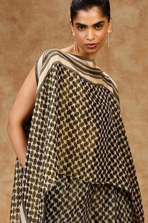 Olive Mosaic Kaftan Top