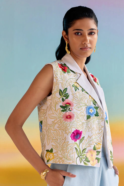 White Garden Bloom Waistcoat