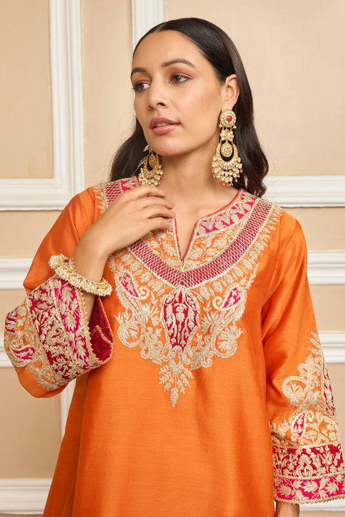 Mehrish Orange Short Chauga with Salwar