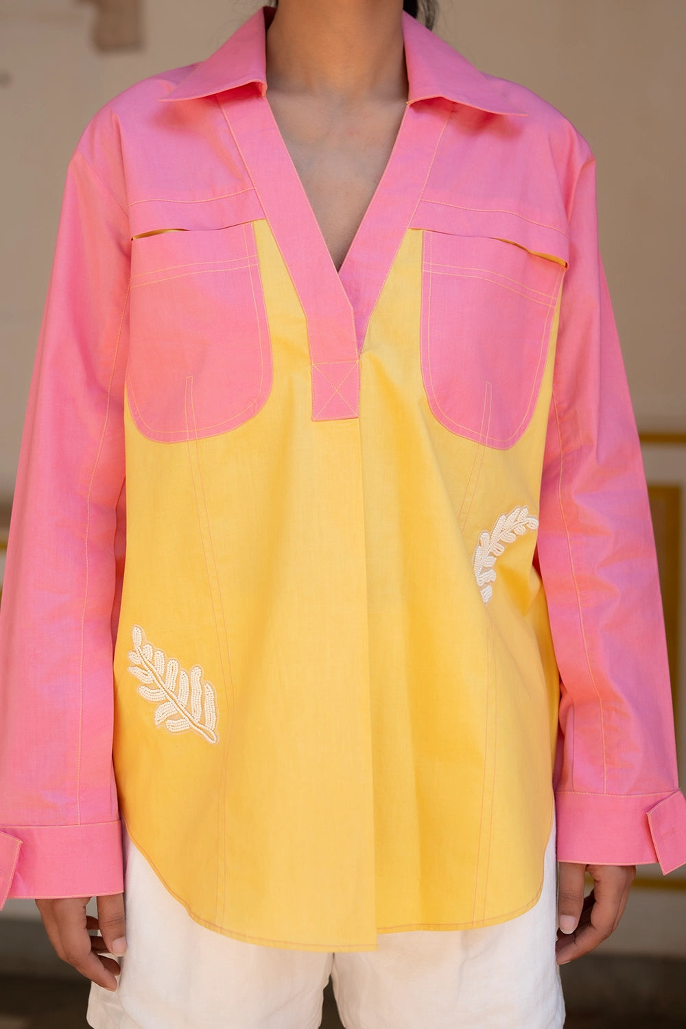 Yellow Pink Veinna Shirt