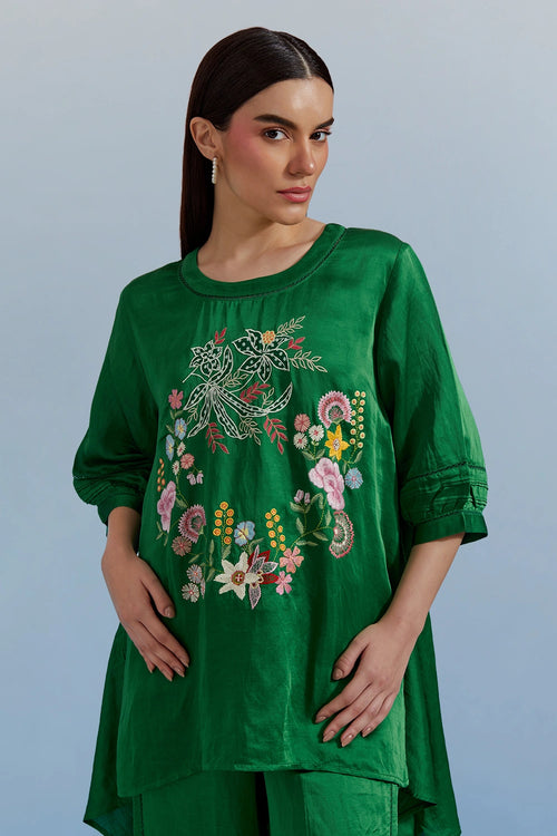 Green Swayer Top and Trouser Set