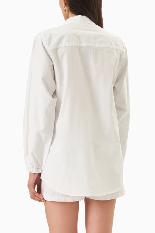 White Cotton 3 Panel Denim Shirt