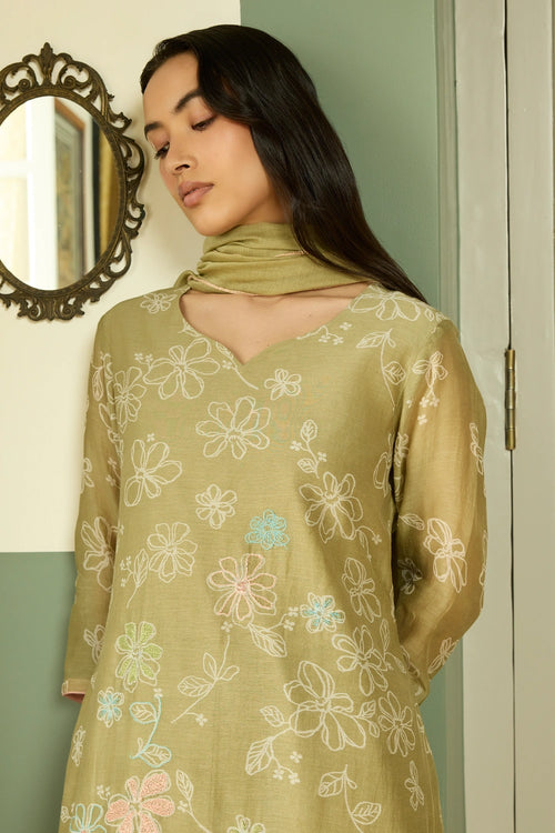 Meadow Thread Embroidered Kurta Set