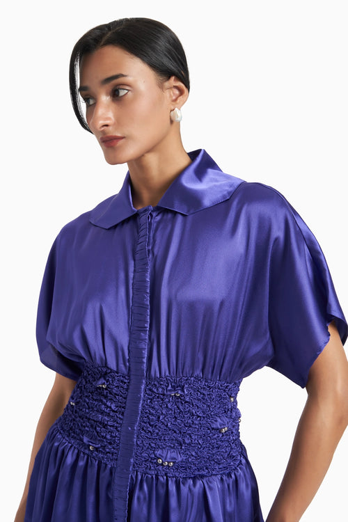 Yves Blue Bodycon Top With Wide Leg Pants