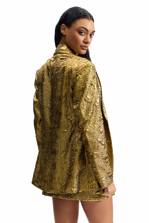 Antique Gold Blazer Skirt Set