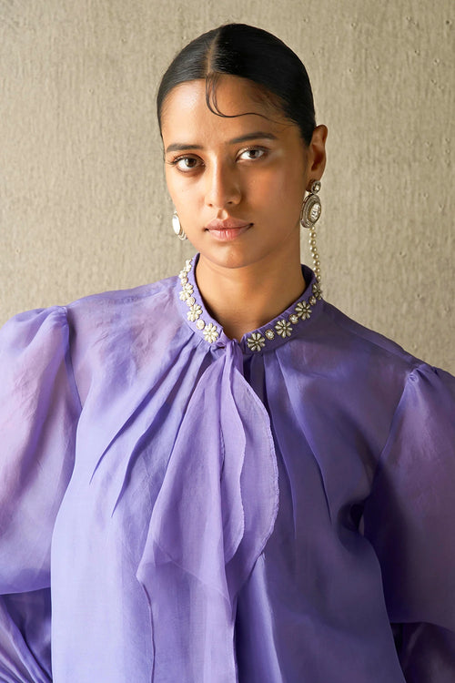 Sanyogita Amethyst Organza Blouse