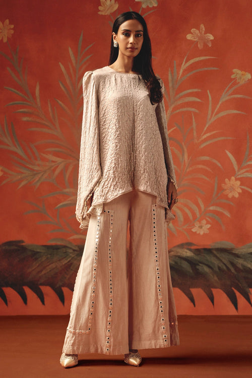 Moon Dust Peplum Belt Top with Chanderi Silk Palazzos